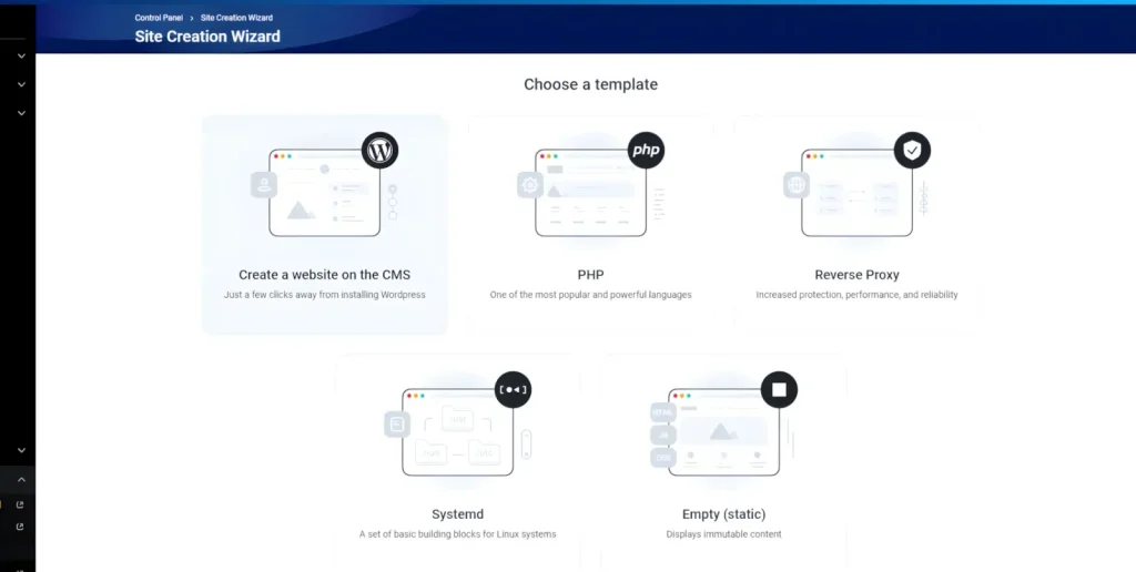 Install WordPress with FastPanel: 7 Easy Steps (Beginner Guide) 4 FastPanel gives you two choices for starting a site: Manual and CMS-based.