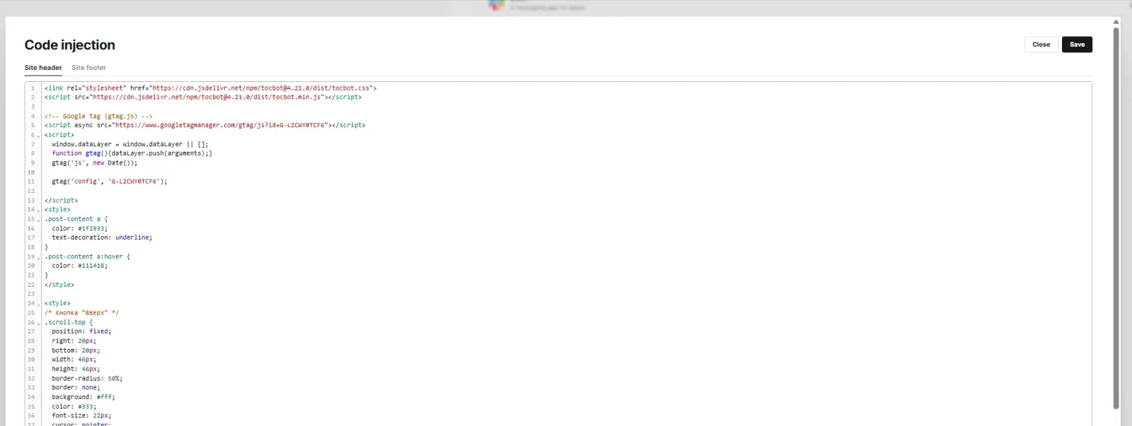 Add Table of Contents in Ghost CMS: 4 Easy Steps (No Theme Edit) 4 Hook Up TOCBOT with Code Injection