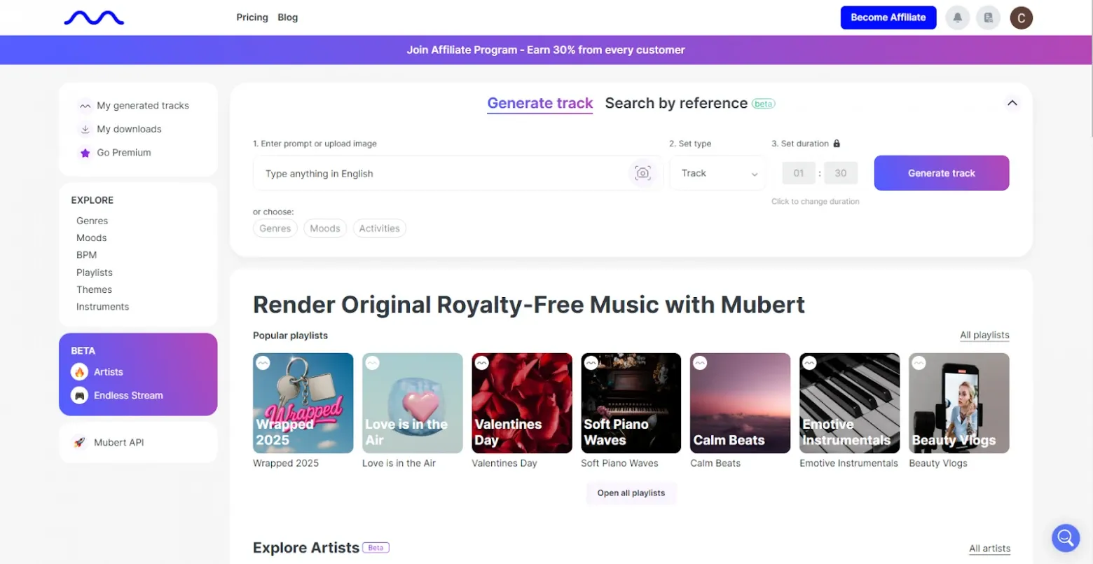 Free AI Tools: 31 Best Powerful Tools You Can Use Every Day 23 Mubert