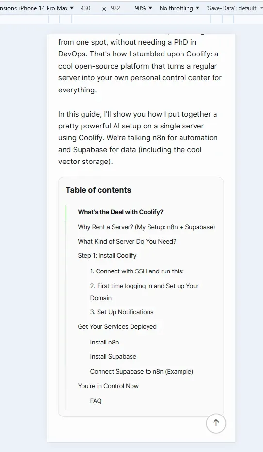 Add Table of Contents in Ghost CMS: 4 Easy Steps (No Theme Edit) 3 Table of Contents Mobile version