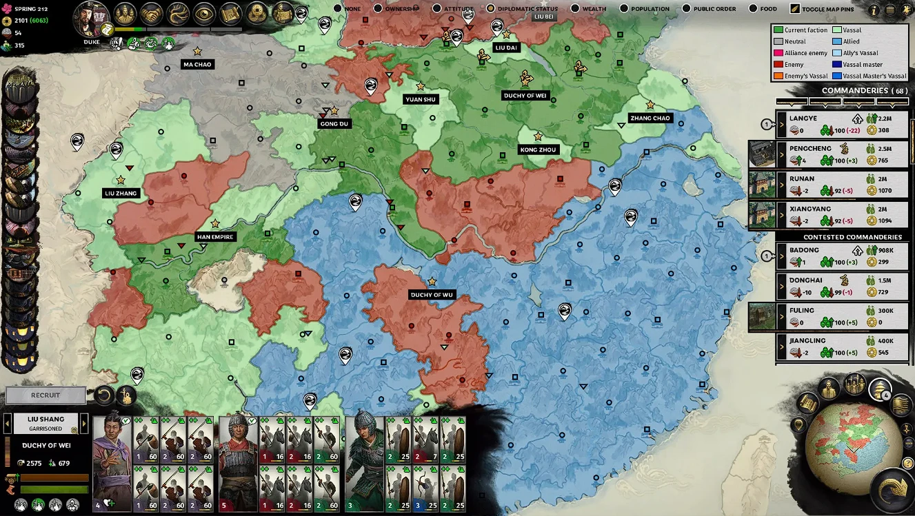 Best Strategy Games on PC in 2026 (Top 20 Ranked) 9 Three Kingdoms campaign diplomacy screen with rival warlords