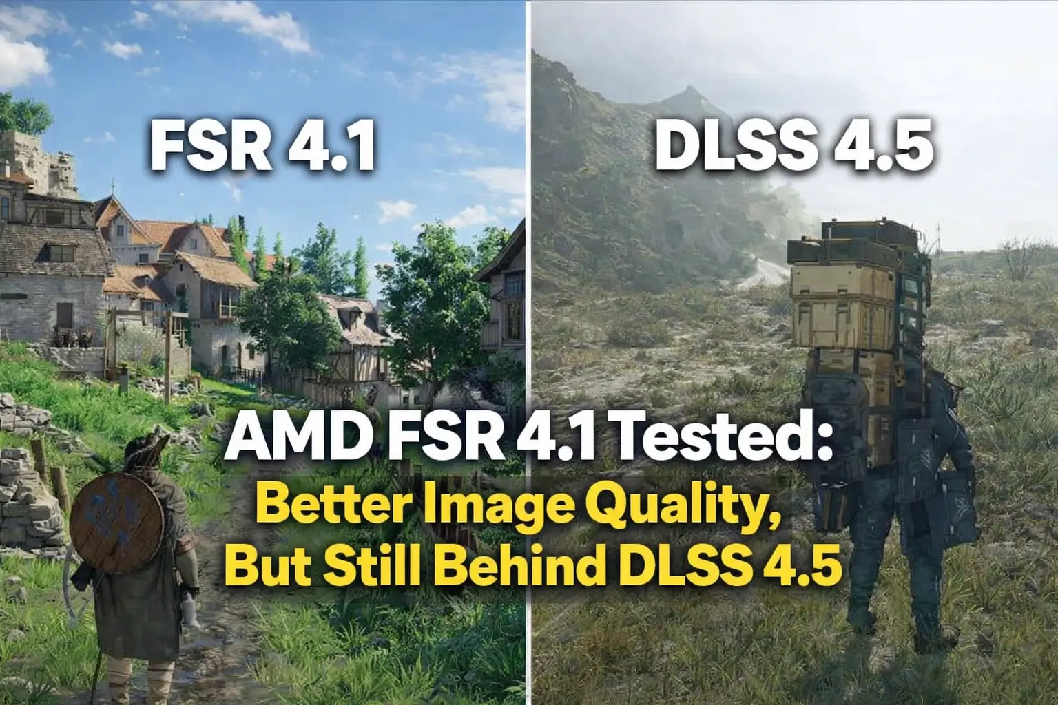 FSR 4.1 vs DLSS 4.5 image quality comparison in gaming scene