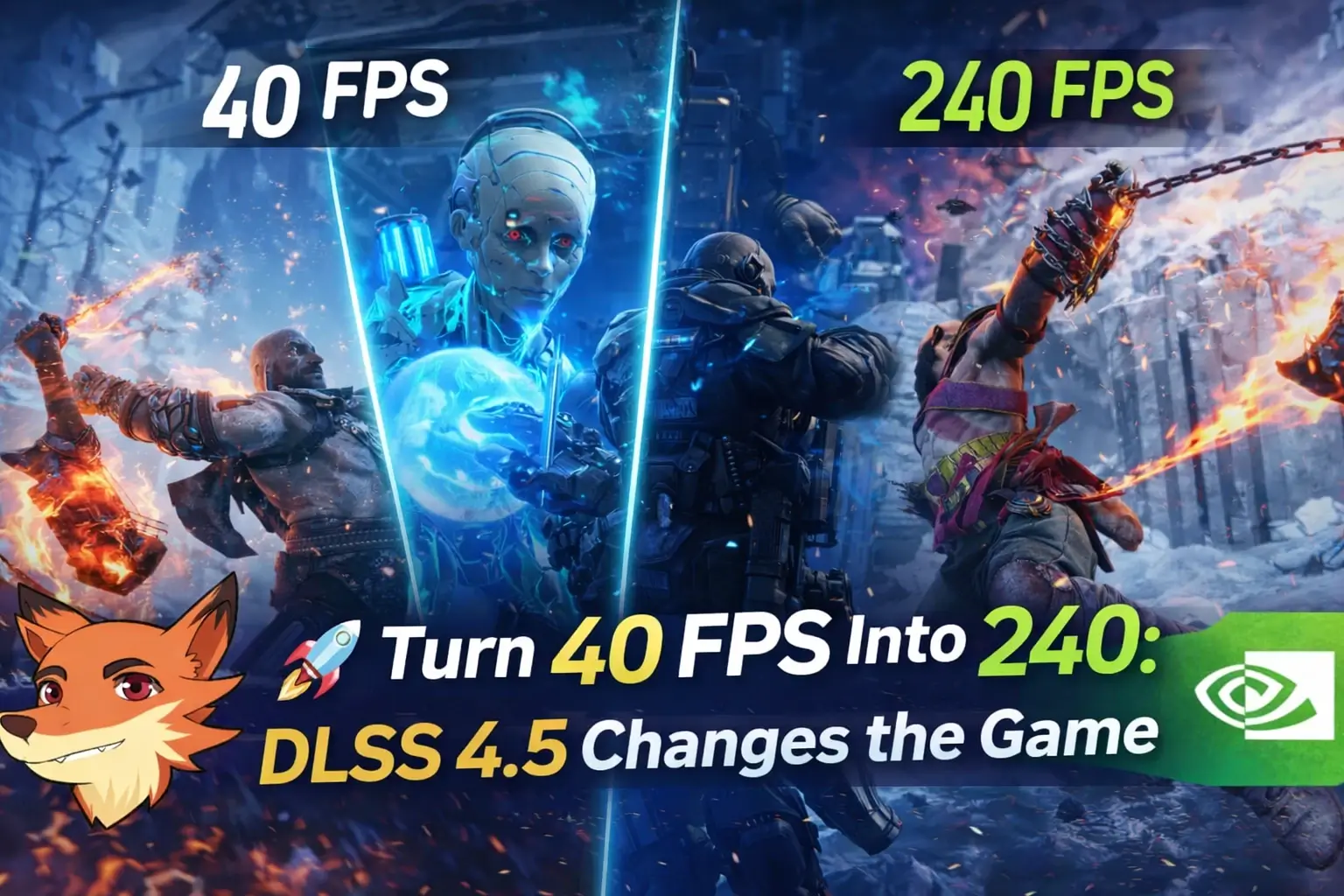 DLSS 4.5 Dynamic MFG frame generation boosting FPS from 40 to 240