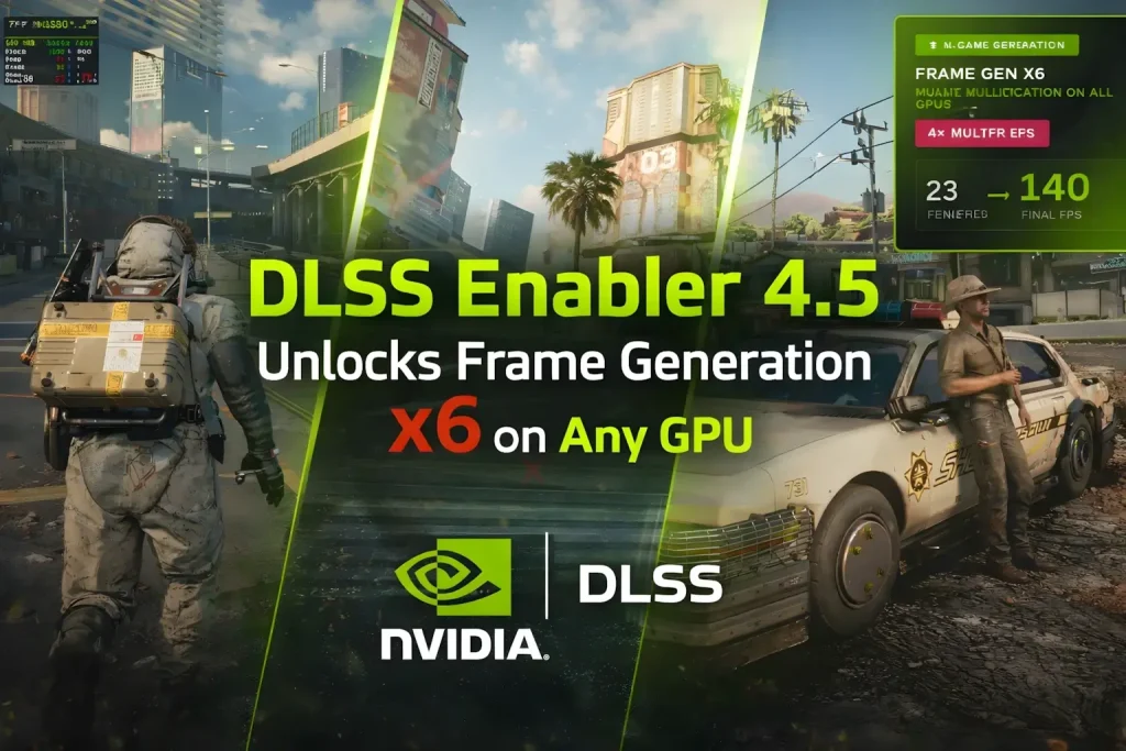 DLSS Enabler 4.5 running on AMD Radeon and Intel GPUs using FSR 3.1 OptiScaler