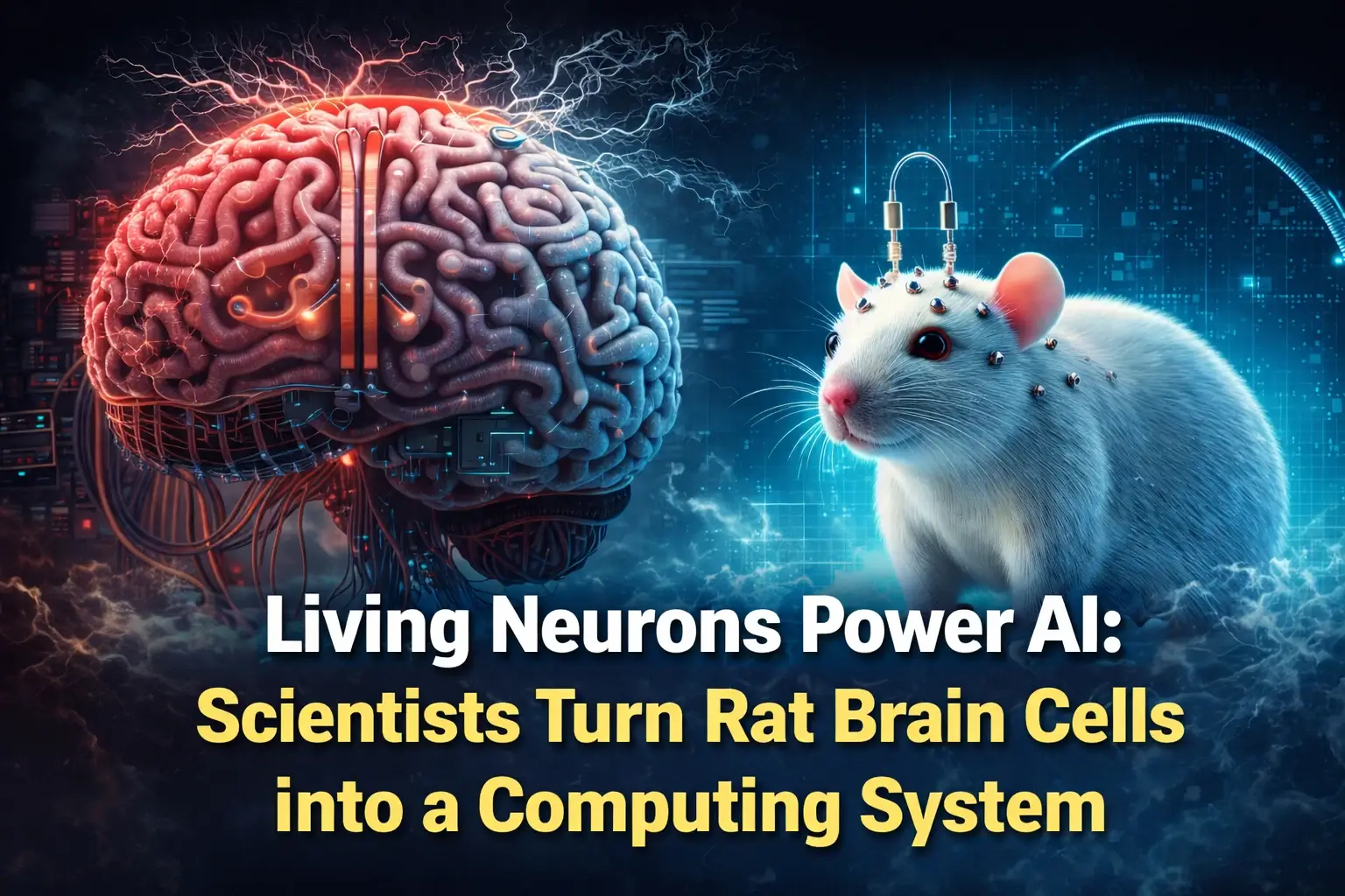 Hybrid bio-AI computing system using rat brain neurons on microelectrode array for machine learning