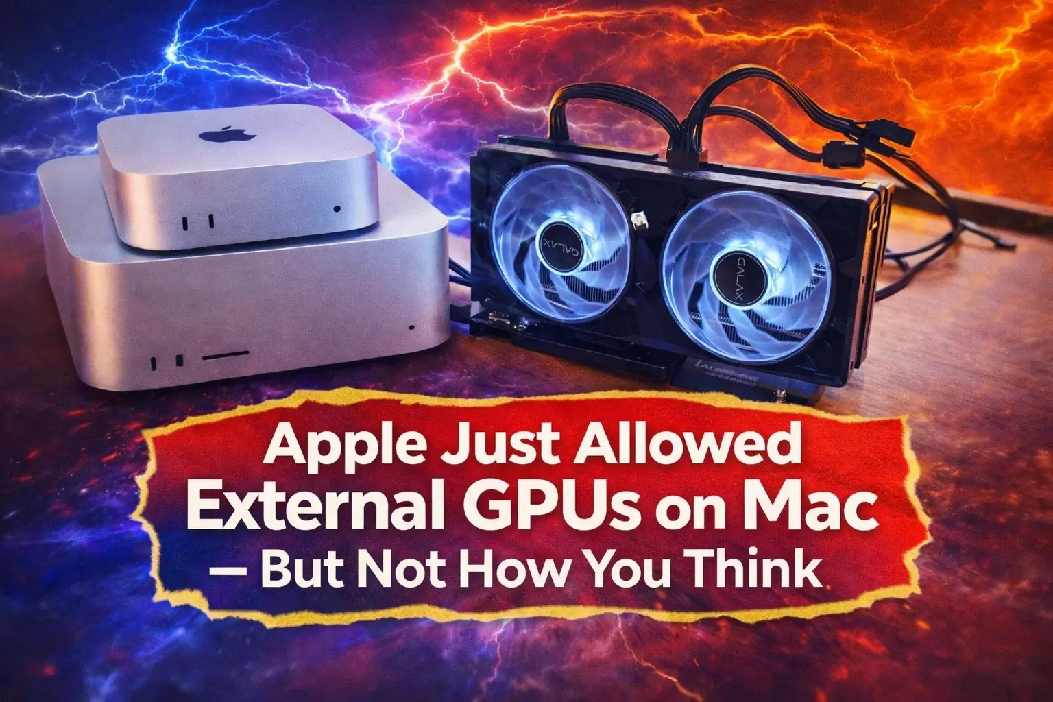 external GPU Mac Apple Silicon with AMD Nvidia graphics card connected for AI workloads