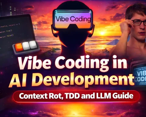 AI development workflow with LLMs showing vibe coding, context rot and testing process