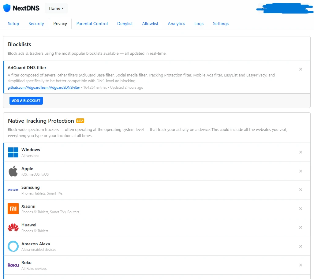 NextDNS Secure Browsing: How to Protect Your Privacy and Block Trackers Easily 6 NextDNS blocklists configuration with AdGuard DNS filter and advanced tracker blocking setup