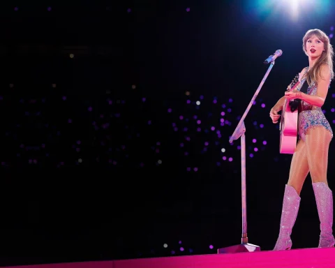 Taylor Swift trademarks – pink guitar stage image filed with USPTO for AI protection